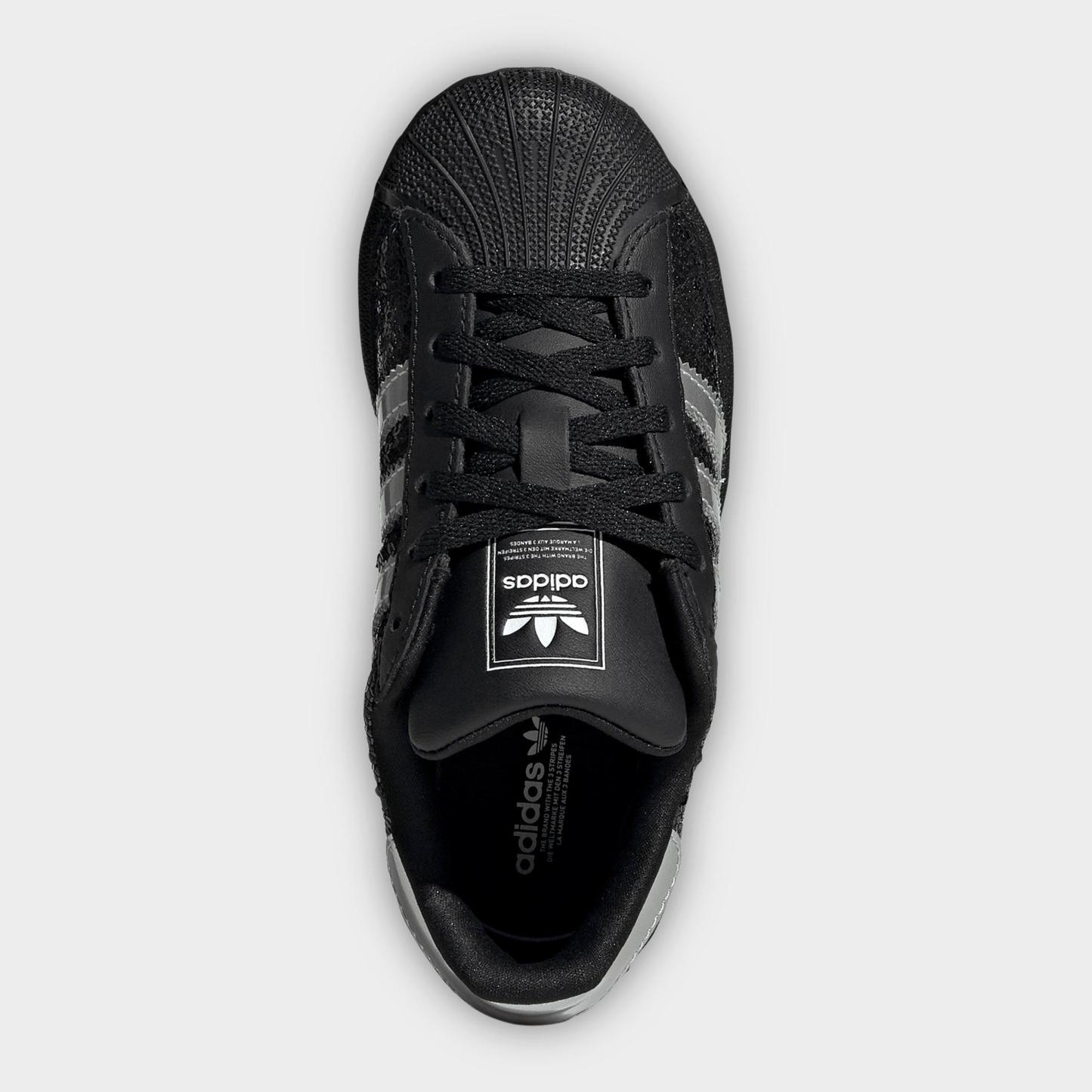 Little Kids' adidas Originals Superstar II Casual Shoes - Core Black/Silver Metallic/Cloud White - Top view