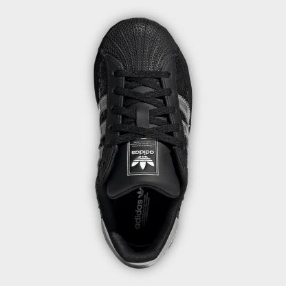 Little Kids' adidas Originals Superstar II Casual Shoes - Core Black/Silver Metallic/Cloud White - Top view