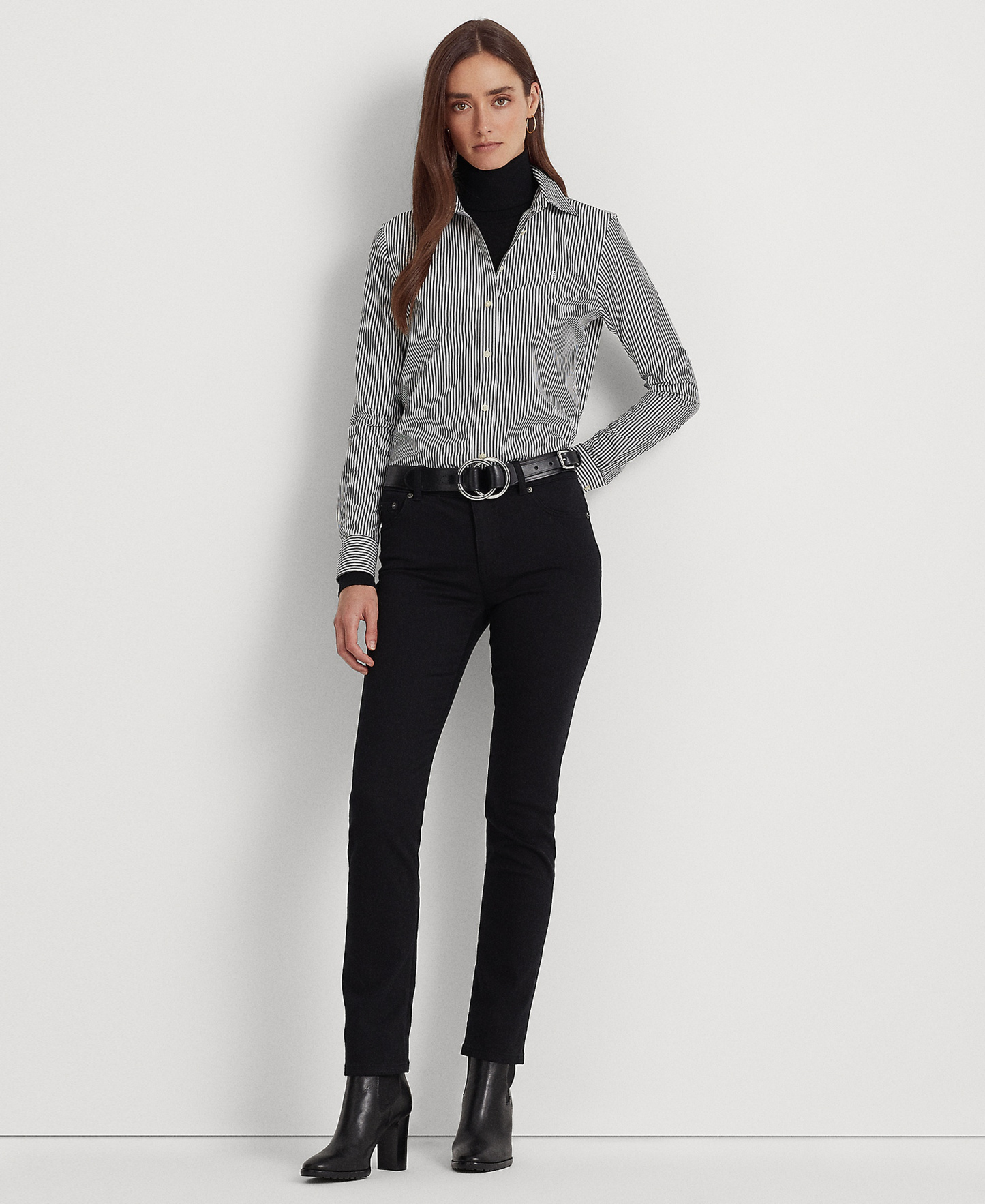 Lauren Ralph Lauren Non-Iron Straight-Fit Shirt - Black/White