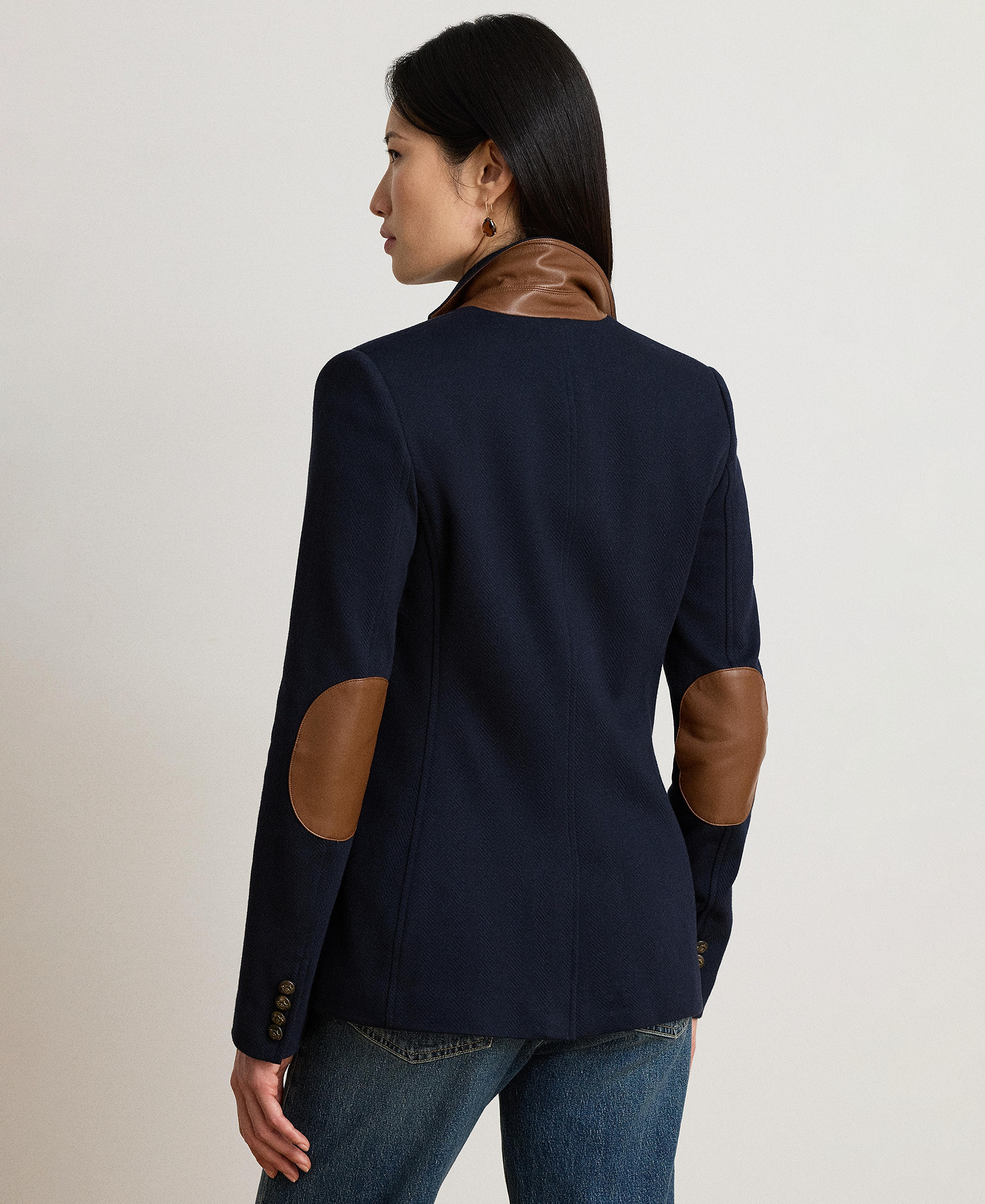 Lauren Ralph Lauren Women's Herringbone Notch Lapel Blazer - Lauren Navy