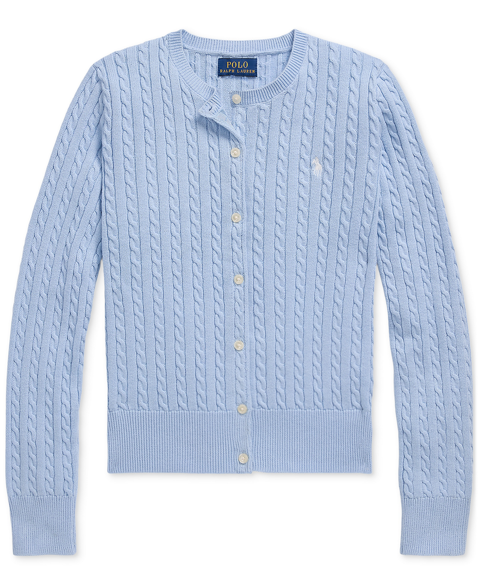 Polo Ralph Lauren Girls' 7-16 Mini-Cable Cardigan - Blue