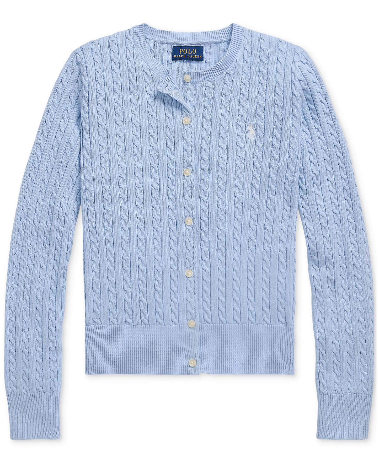 Polo Ralph Lauren Girls' 7-16 Mini-Cable Cardigan - Blue