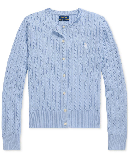 Polo Ralph Lauren Girls' 7-16 Mini-Cable Cardigan - Blue