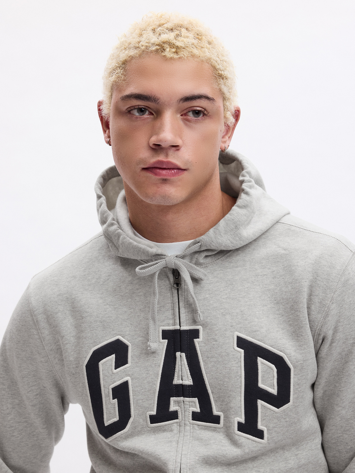 Adult VintageSoft Arch Logo Zip Hoodie - Light heather gray
