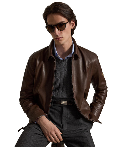 Polo Ralph Lauren Men's Leather Jacket - Bison Brown