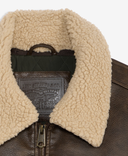 Levi's Men's Sherpa Collar Faux Leather Bomber Jacket - Brown