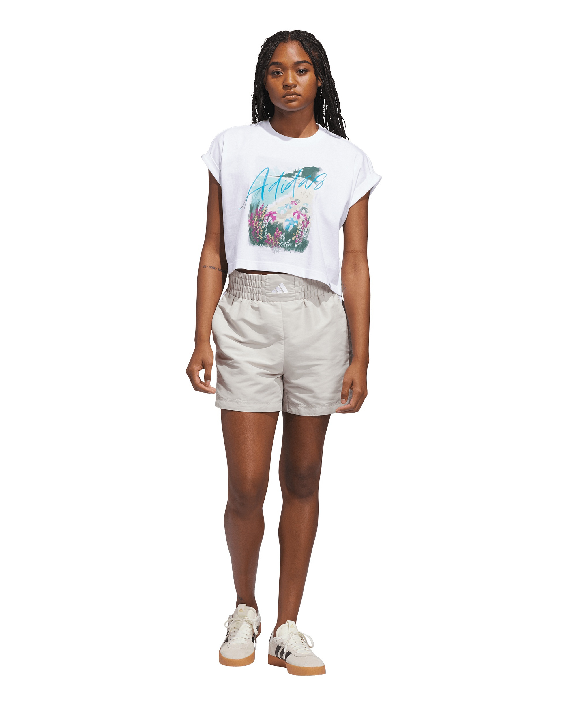 adidas Women's Summer Romance Crewneck Graphic Cotton T-Shirt - White