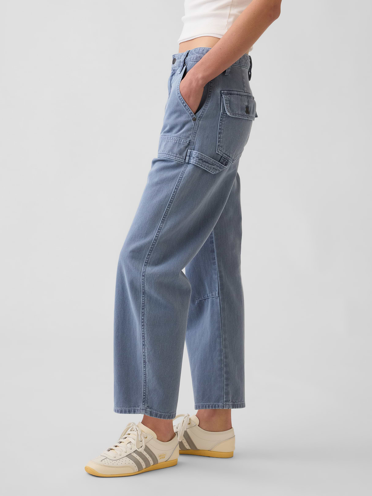 Mid Rise Barrel Utility Ankle Pants - Sargassus blue