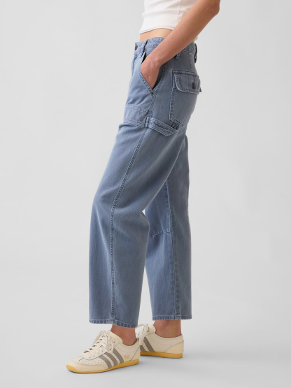 Mid Rise Barrel Utility Ankle Pants - Sargassus blue