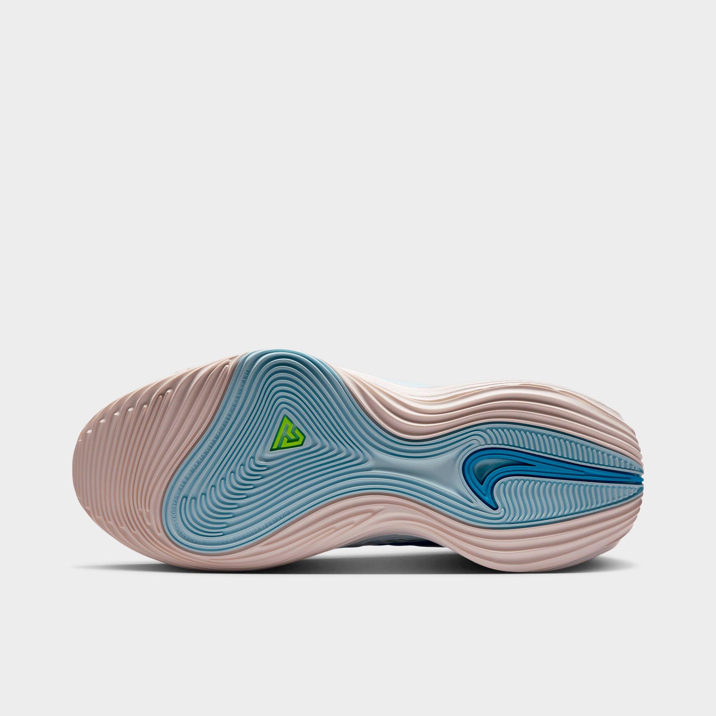 Men's Nithtke Giannis Immortality 5 Basketball Shoes - Part 1 - Sail/Glacier Blue/Chalk/Light Current Blue - Bottom view