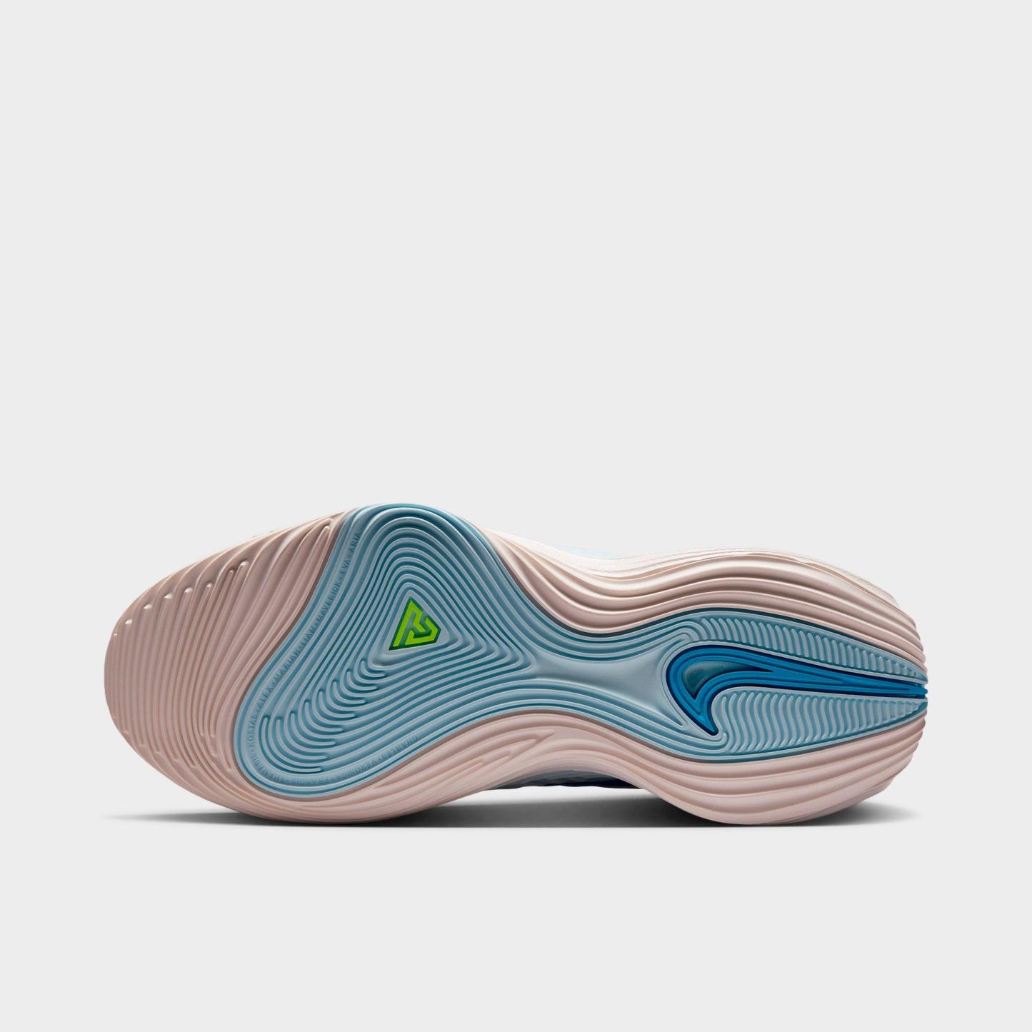 Men's Nithtke Giannis Immortality 5 Basketball Shoes - Part 1 - Sail/Glacier Blue/Chalk/Light Current Blue - Bottom view
