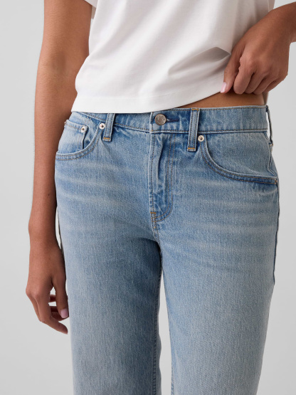 Mid Rise Relaxed Straight Jeans - Light tint indigo