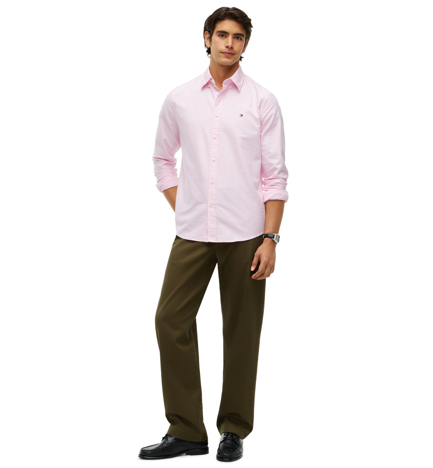 Tommy Hilfiger Men's Heritage Oxford Long-Sleeve Gingham Shirt - Classic Pink/Check