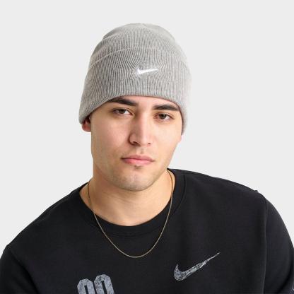 Nithtke Peak Swoosh Beanie Hat - Dark Grey Heather/White