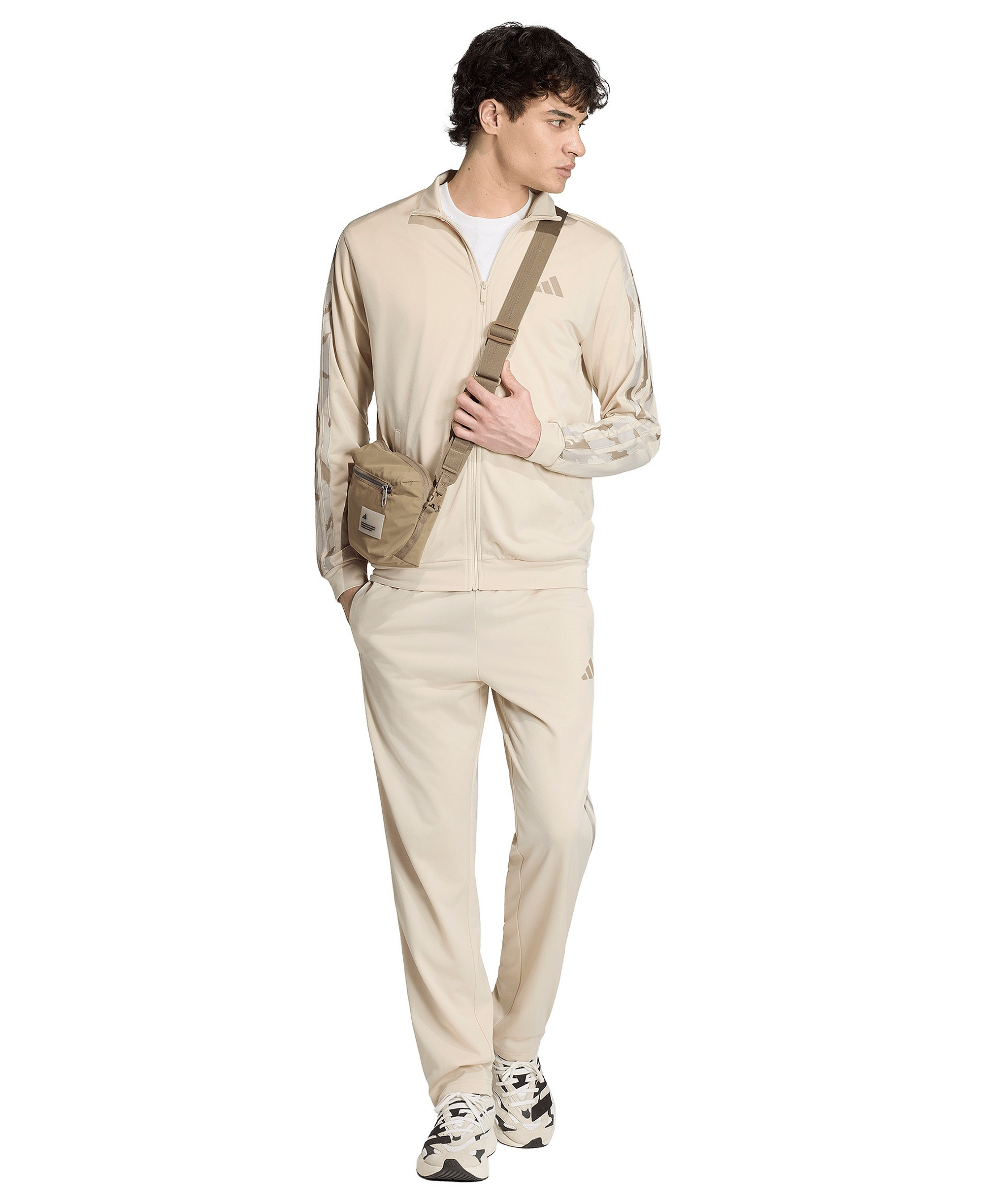 adidas Men's Camouflage Three-Stripes Regular-Fit Trackpants - Beige Khaki