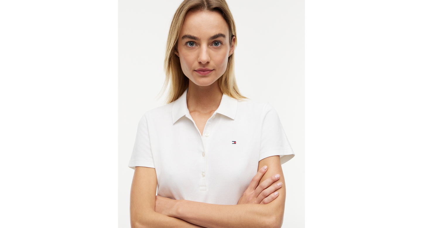 Tommy Hilfiger Women's Classic Pique Short-Sleeve Polo T-Shirt - Dark Night Navy/Ecru Stripe