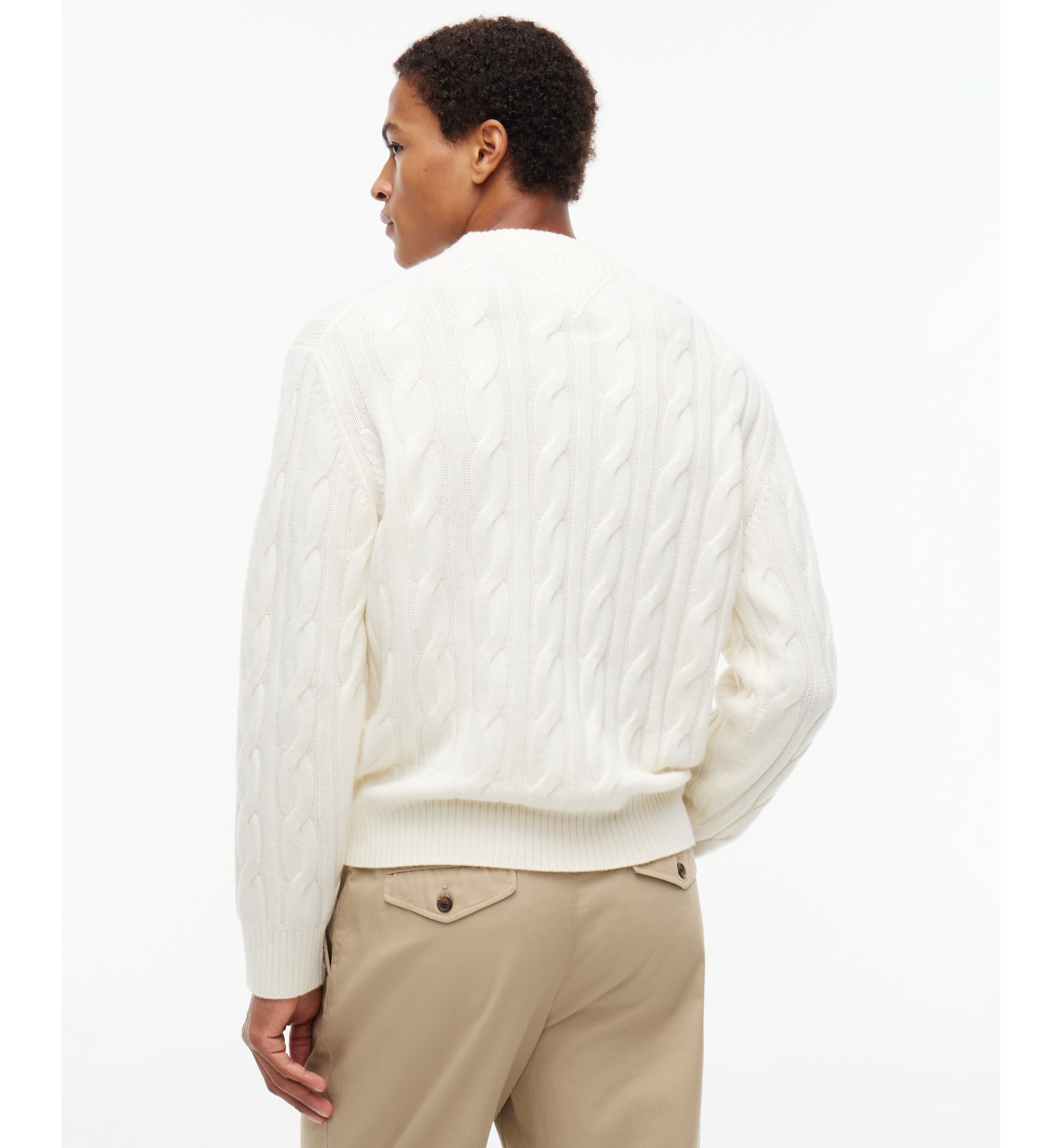 Tommy Hilfiger Men's American Icons Cable-Knit Graphic Crewneck Lambswool Sweater, Macy’s Exclusive - Ivory