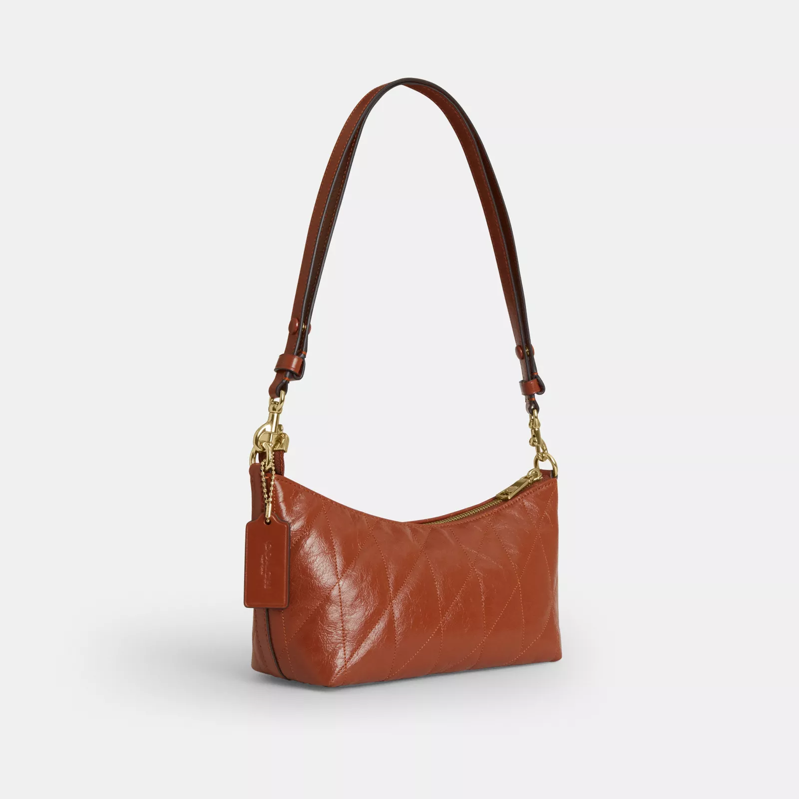 Caitlin Shoulder Bag With Quilting And Charm - Gold/Cinnamon - view 6