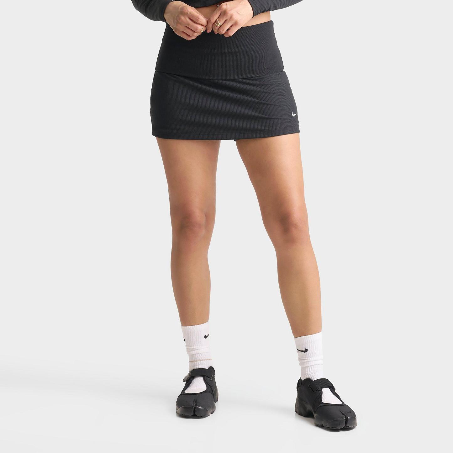 Women's Nithtke Sportswear Chill Knit Mid-Rise Tight Ribbed Skort - Black/Sail