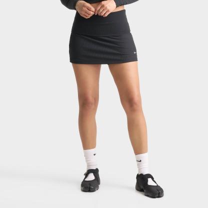 Women's Nithtke Sportswear Chill Knit Mid-Rise Tight Ribbed Skort - Black/Sail