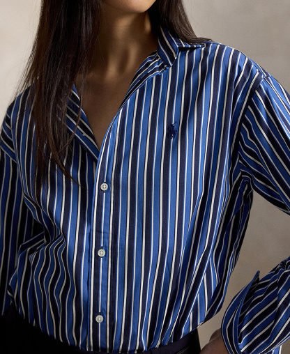Polo Ralph Lauren Women's Relaxed-Fit Striped Cotton Shirt - Blue Multi