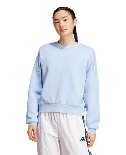 adidas Women's Essentials Crewneck Small-Logo Sweatshirt - Glow Blue/White