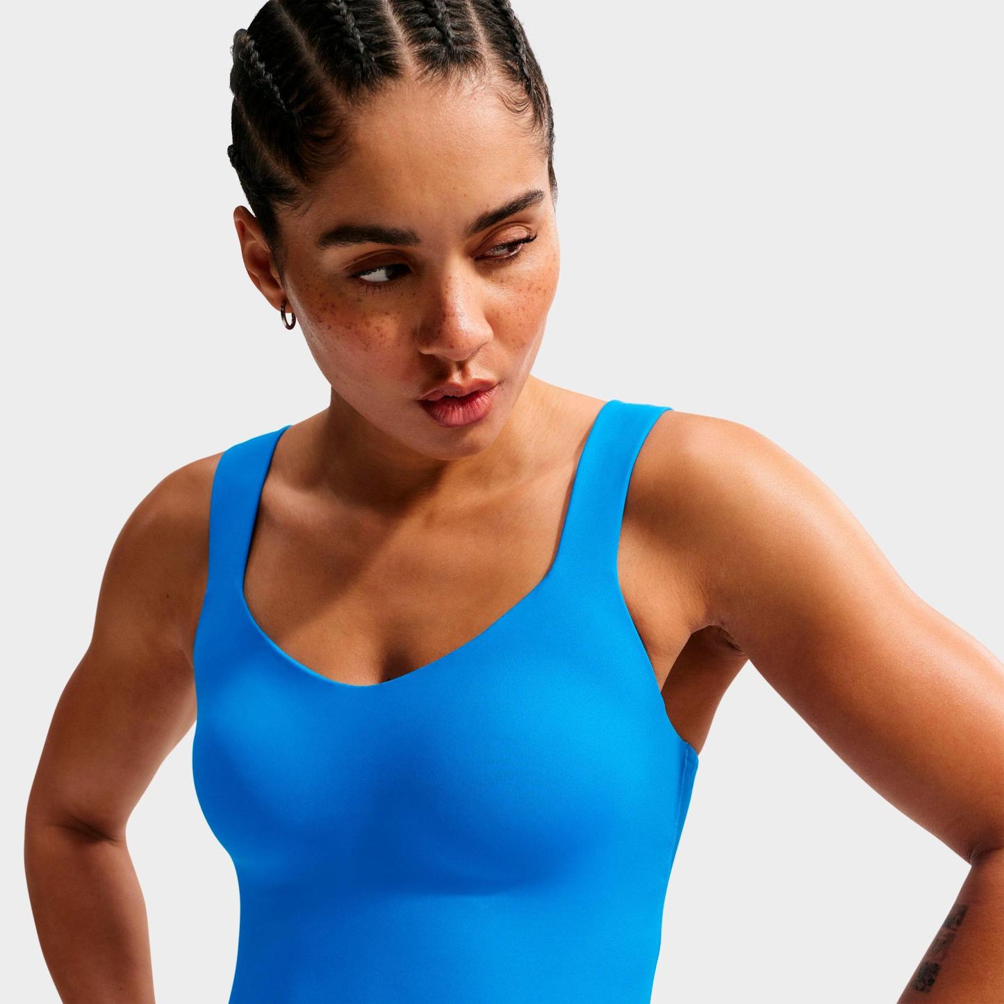 Women's Nithtke Pro Sculpt Medium-Support Padded Bra Tank - Light Photo Blue/White