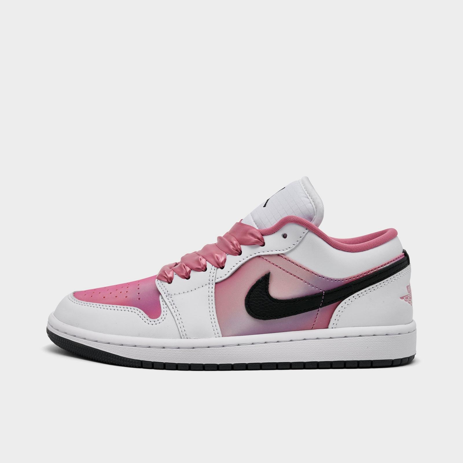 Women's Air Jordan Retro 1 Low SE Casual Shoes - White/Black/Desert Berry - view 1