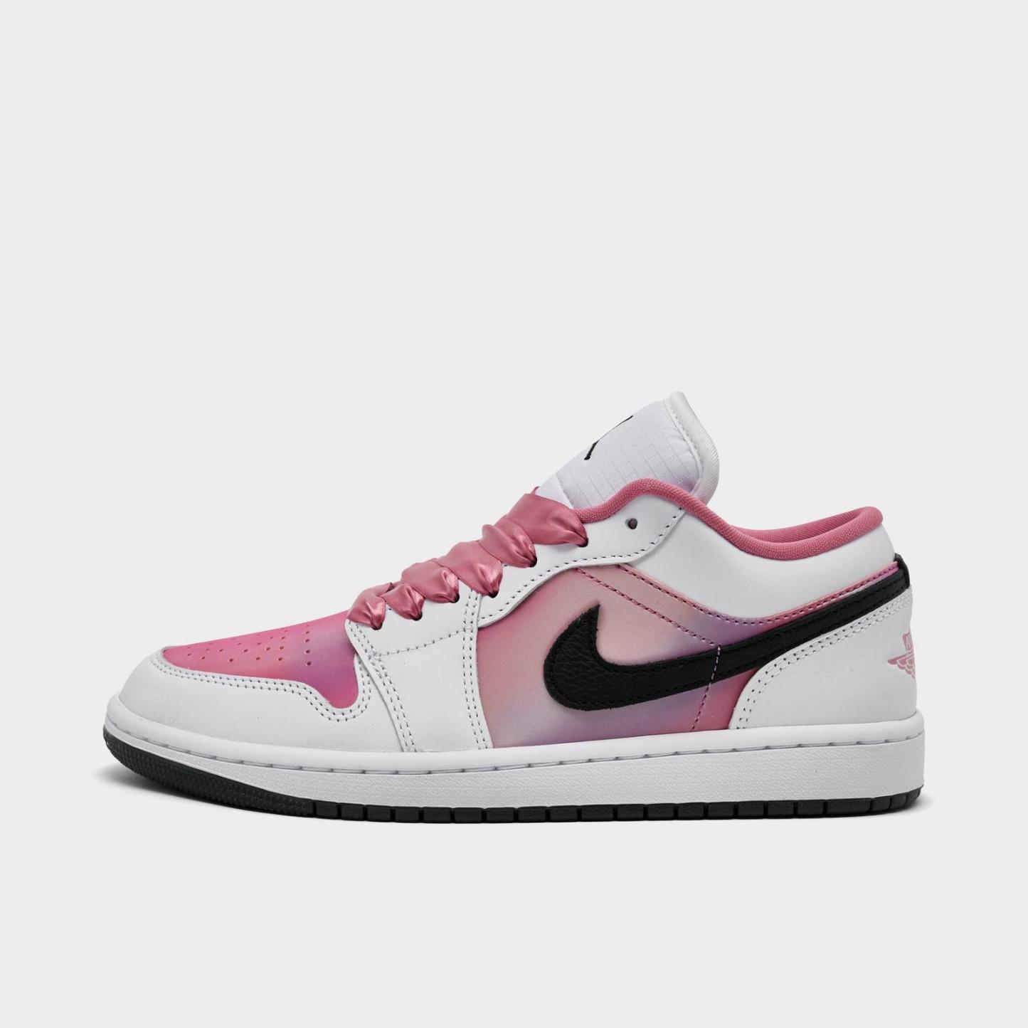 Women's Air Jordan Retro 1 Low SE Casual Shoes - White/Black/Desert Berry - view 1