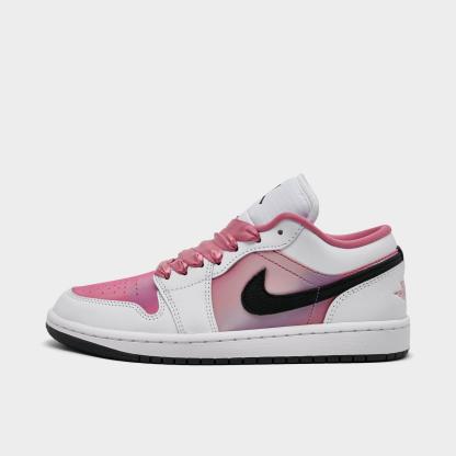 Women's Air Jordan Retro 1 Low SE Casual Shoes - White/Black/Desert Berry - view 1