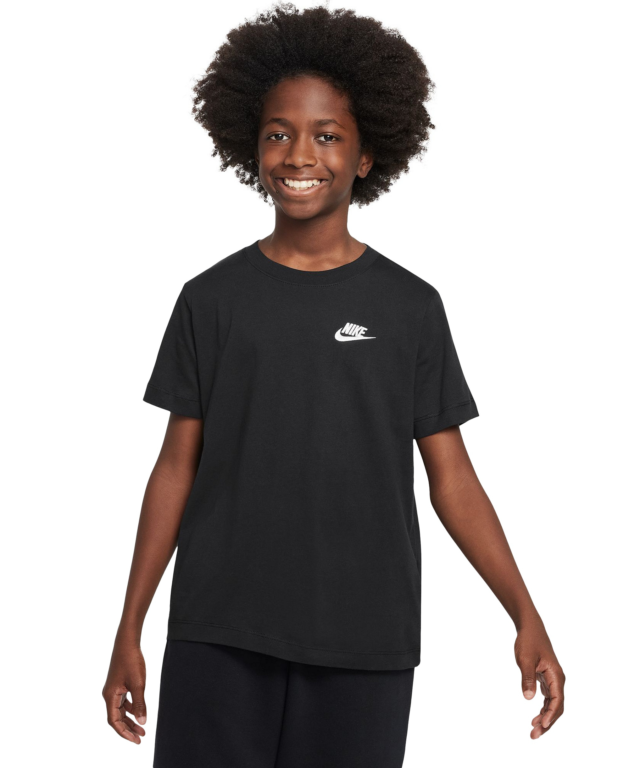 Nike Boys' and Girls' 6-20 Sportswear Embroidered Logo Graphic T-Shirt - Black