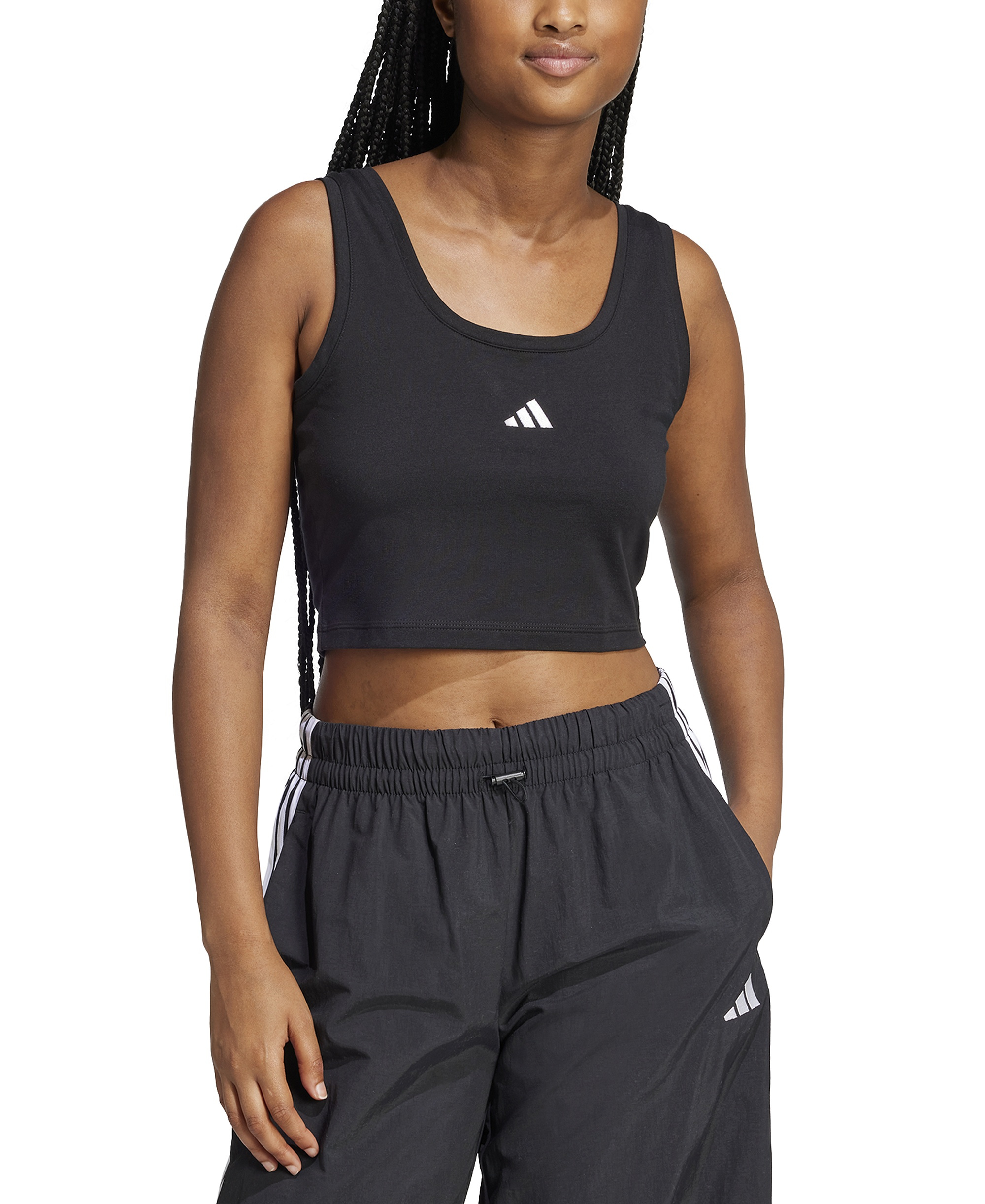 adidas Women's Essentials Small Logo Cotton Tank Top - Black/White