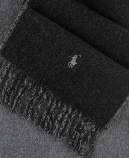 Polo Ralph Lauren Men's Classic Wool Blend Reversible Scarf - Black Heather