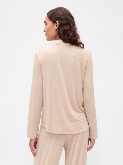 SoftMade Modal PJ Top - Oatmeal beige heather