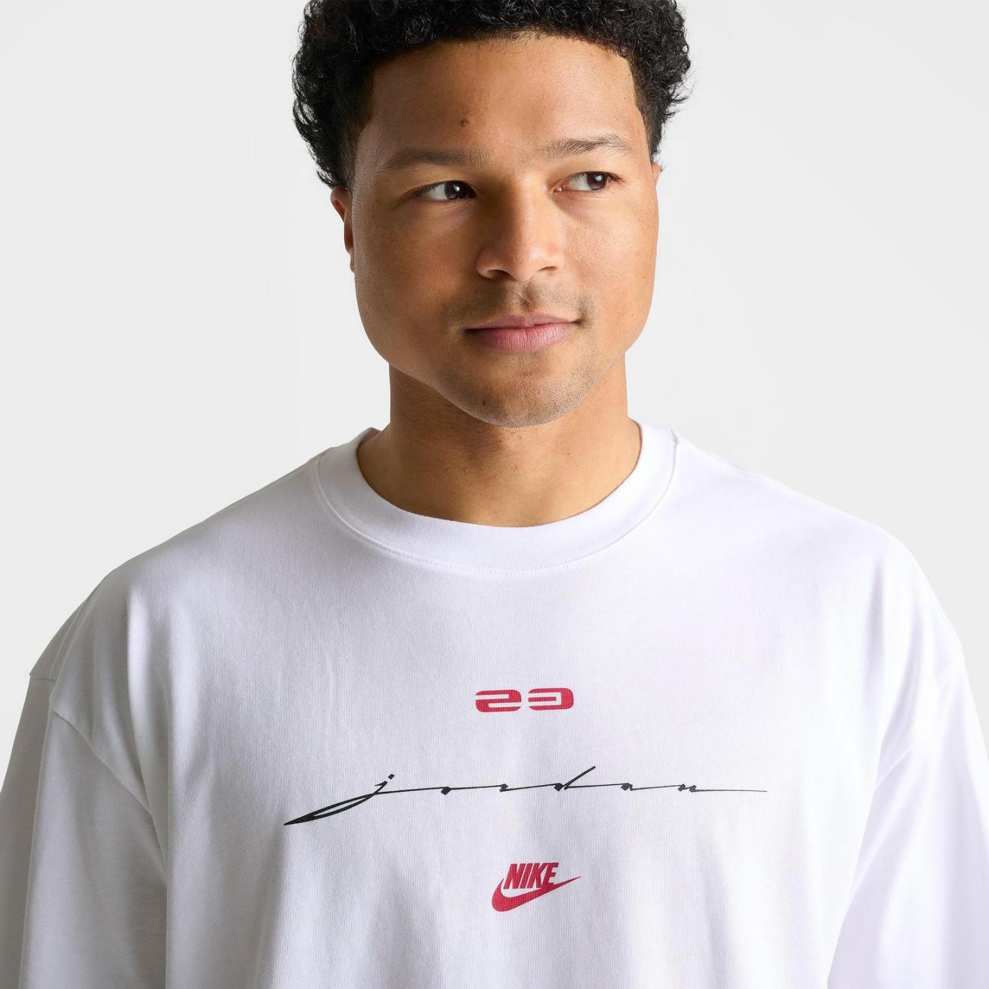 Men's Jordan Flight Script T-Shirt - White/Gym Red - view 5