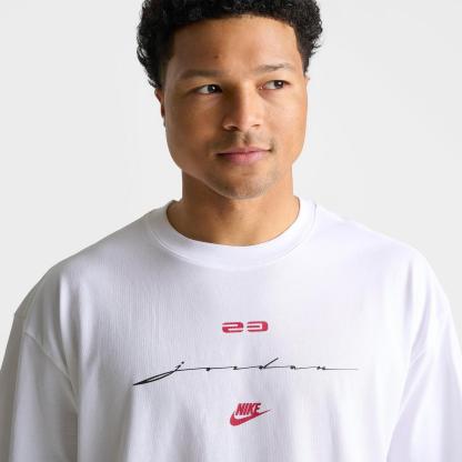 Men's Jordan Flight Script T-Shirt - White/Gym Red - view 5