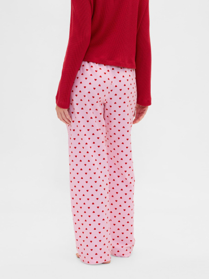 Adult Softest Flannel PJ Pants - Pink hearts