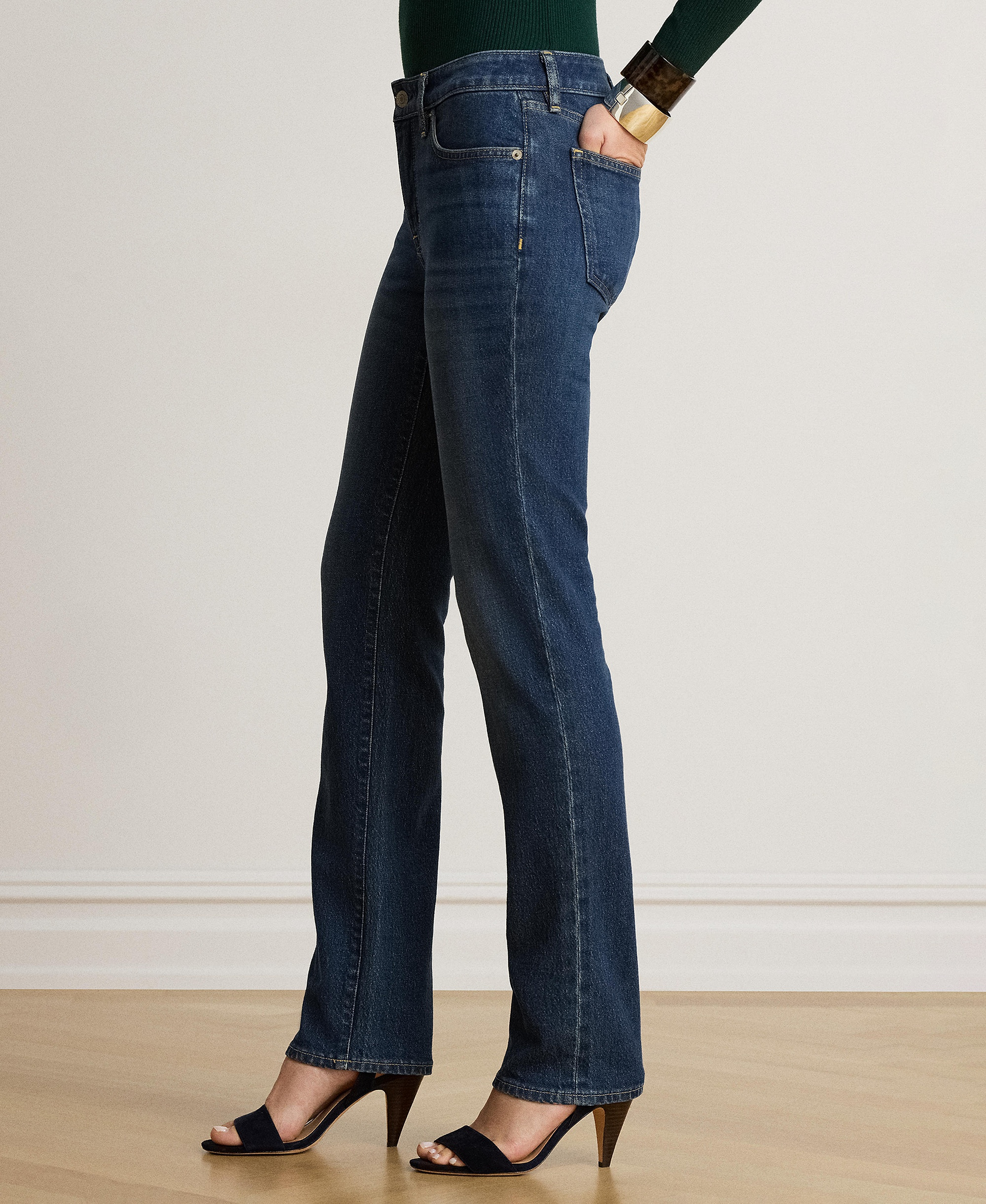 Lauren Ralph Lauren Women's Mid-Rise Slim Straight Jeans - Marina Wash