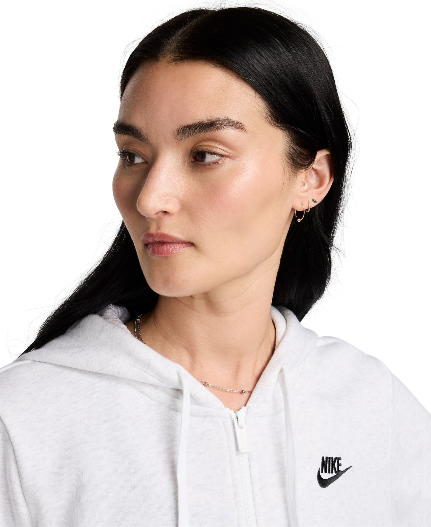 Nike Women's Sportswear Club Fleece Full-Zip Hoodie - Birch Heather/Black