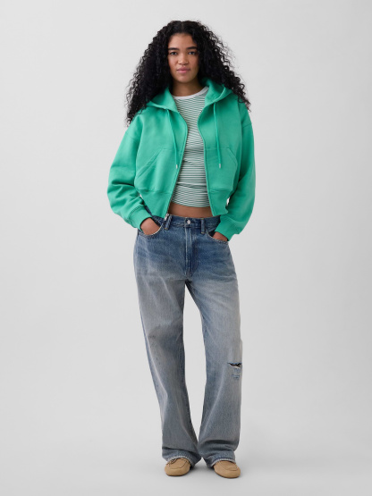 VintageSoft Wedge Zip Hoodie - Bright meadow green