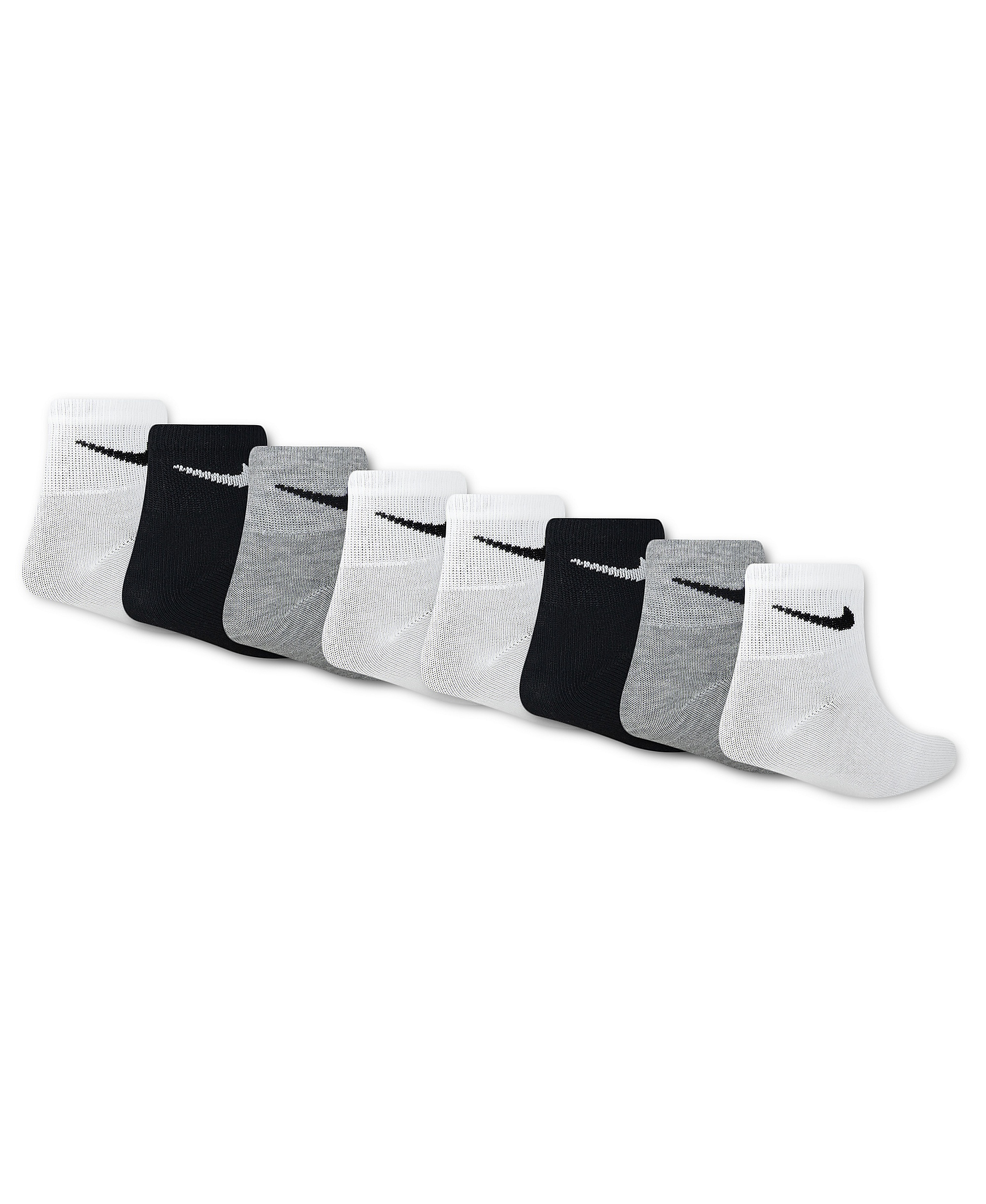 Nike Boys' and Girls' 5-7 Ankle Socks, 8-Pack - Dark Gray/White/Black