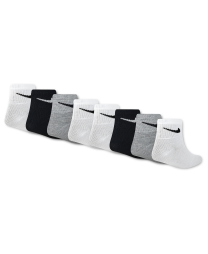 Nike Boys' and Girls' 5-7 Ankle Socks, 8-Pack - Dark Gray/White/Black
