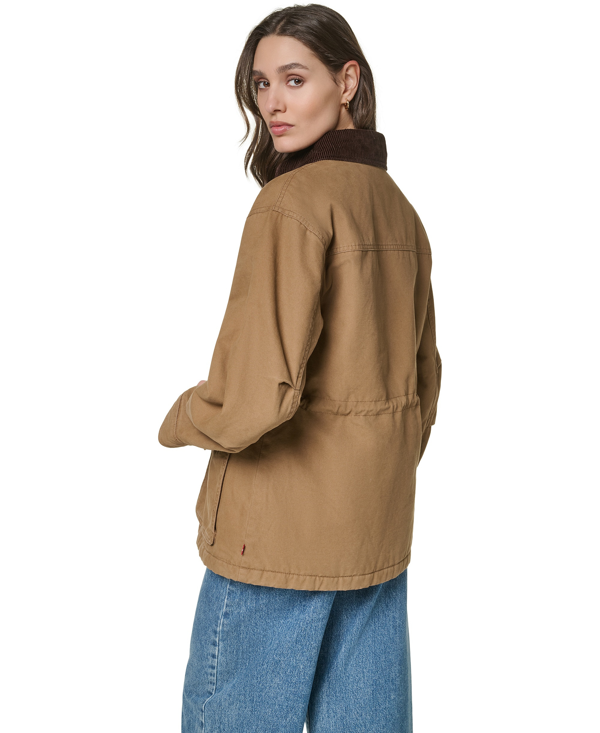 Levi's Women's Anorak Corduroy Collar Denim Coat - Brown