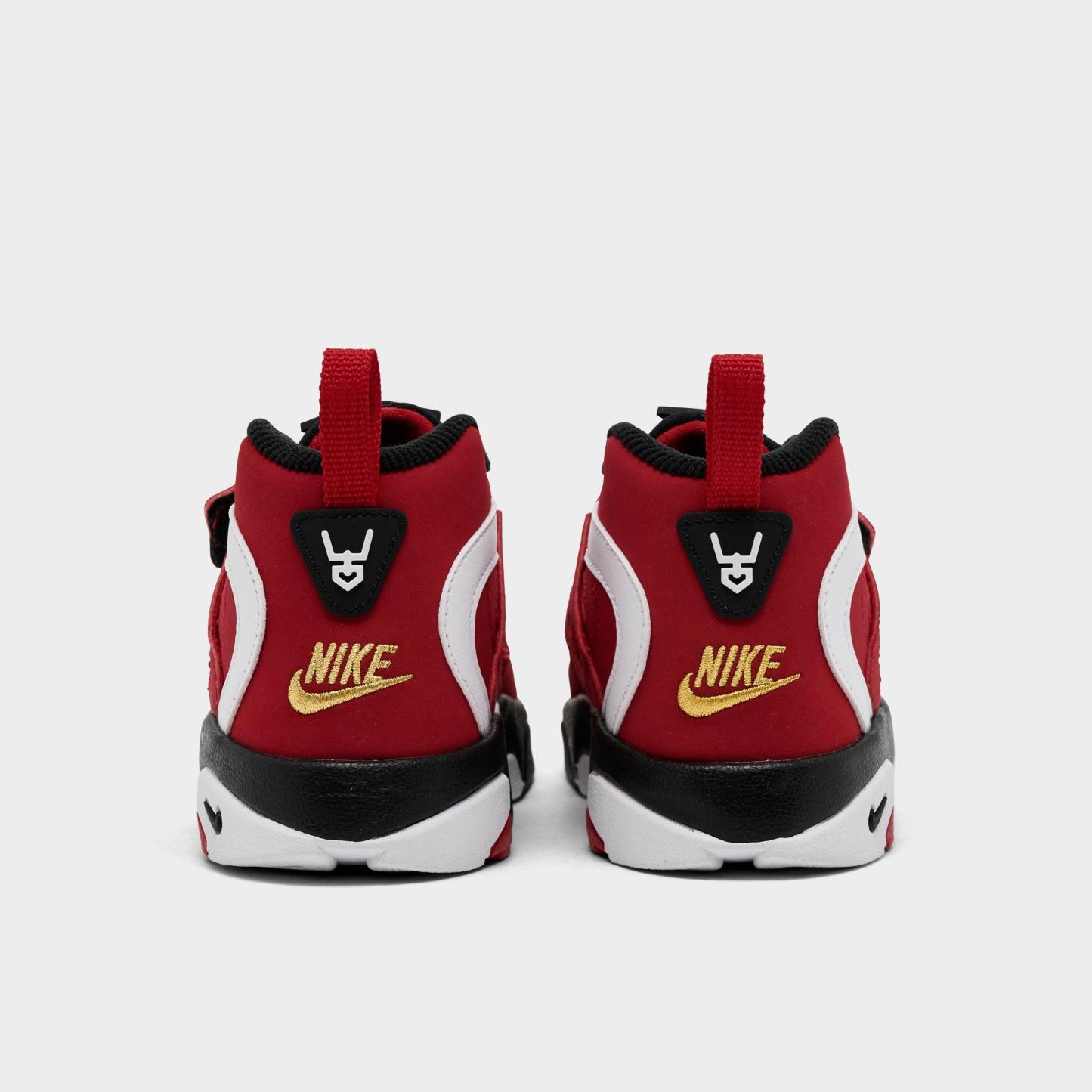 Kids' Toddler Nithtke Diamond Turf 2 Casual Shoes - Fire Red/White/Black/Metallic Gold - Back view