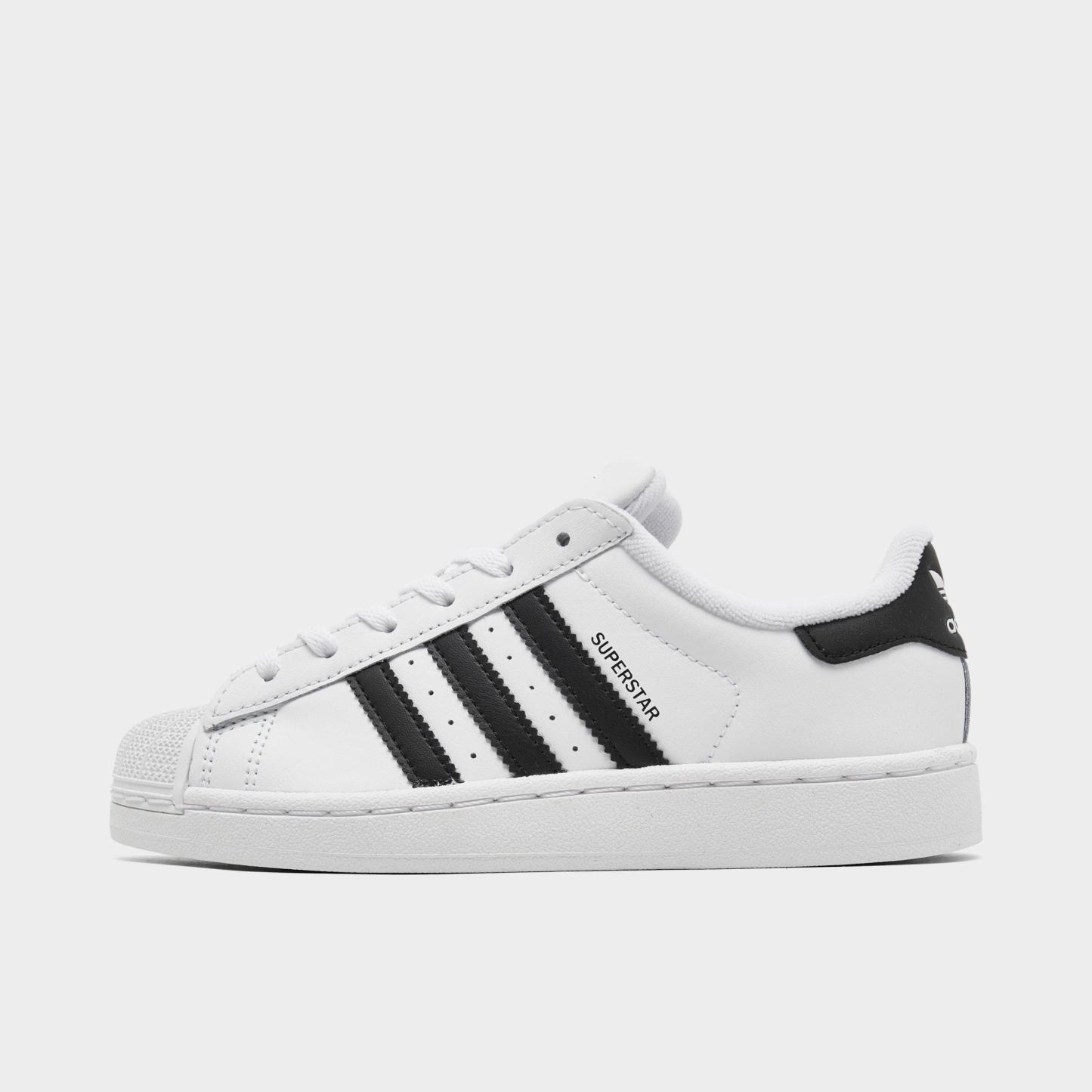 Little Kids' adidas Originals Superstar II Casual Shoes - Cloud White/Core Black/Cloud White - Left shoe facing left. Outside of the shoe.