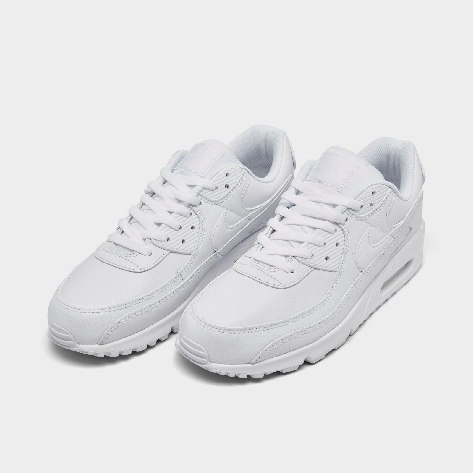 Men's Nike Air Max 90 Leather Casual Shoes - White/White