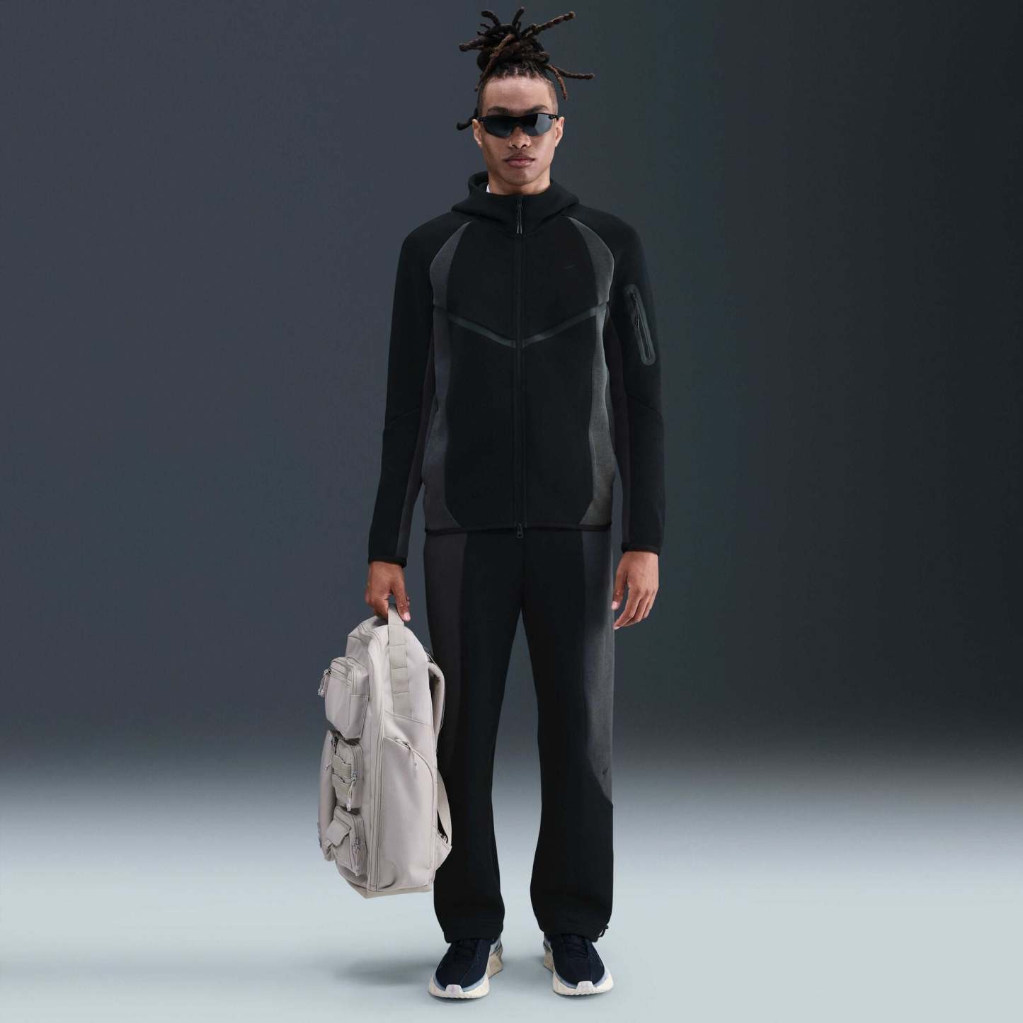 Nike Tech Men's Colour-Block Full-Zip Fleece Windrunner Jacket - Black/Anthracite/Black