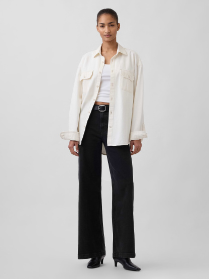 High Rise Stride Wide-Leg Jeans - Washed black
