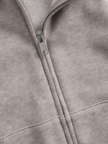 VintageSoft Terry Oversized Wedge Zip Hoodie - Light brown
