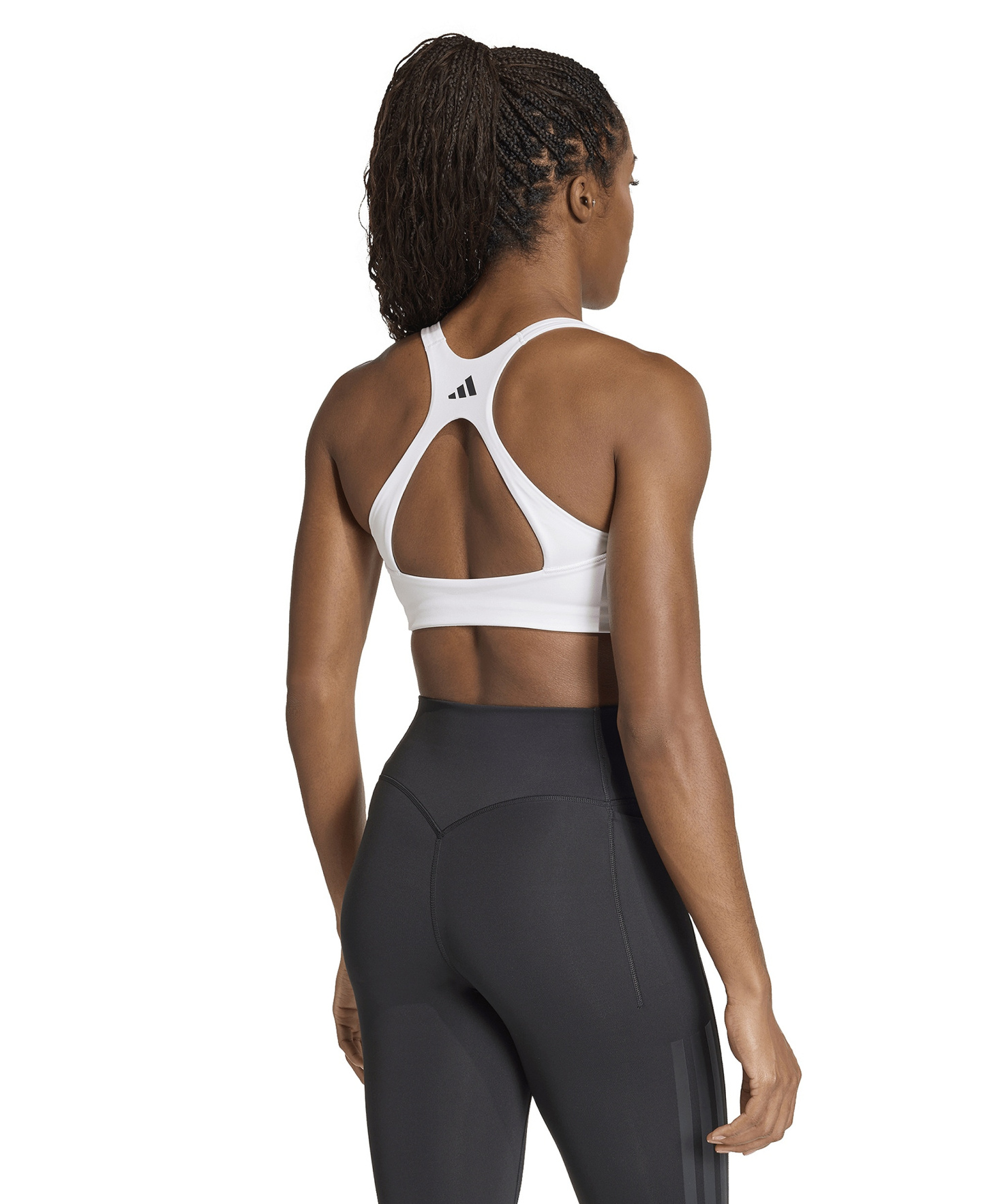 adidas Women's Optime Workout 3-Stripes Medium Support Bra - White/black